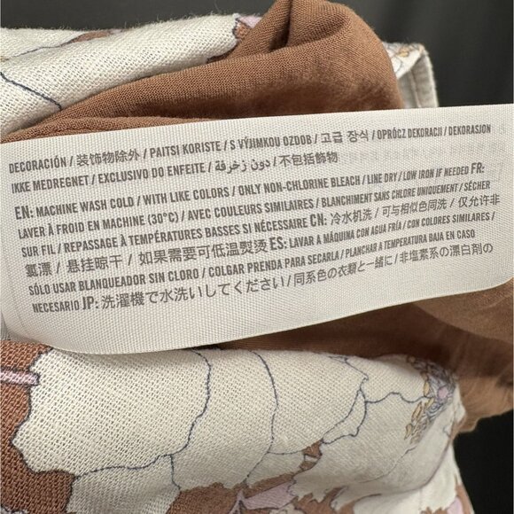 Abercrombie & Fitch Floral Tiered Dress S Brown White Linen Blend Y2k Sundress - Picture 7 of 11